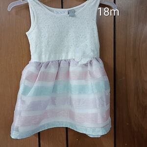 17 Month Girl Dress White Pink Blue Stripped